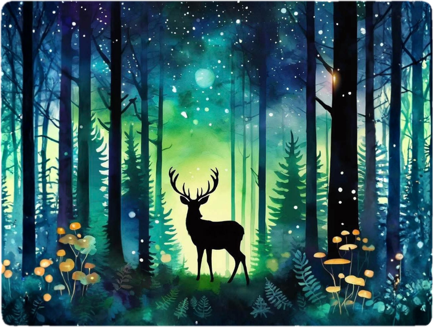 Enchanted Forest Stag Tempered Glass Cutting Board – 8×11
