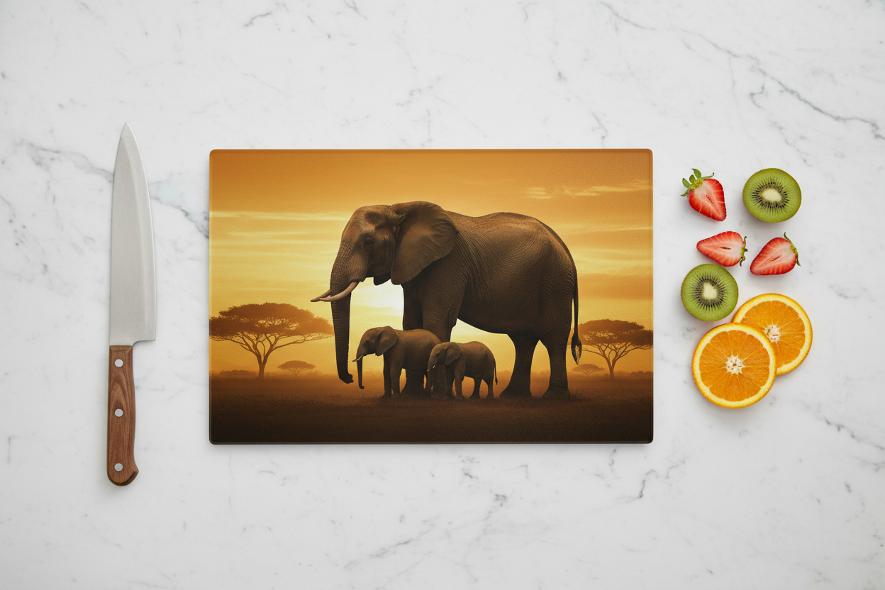Elephant Family Sunset - Overhead Flat Lay Centered