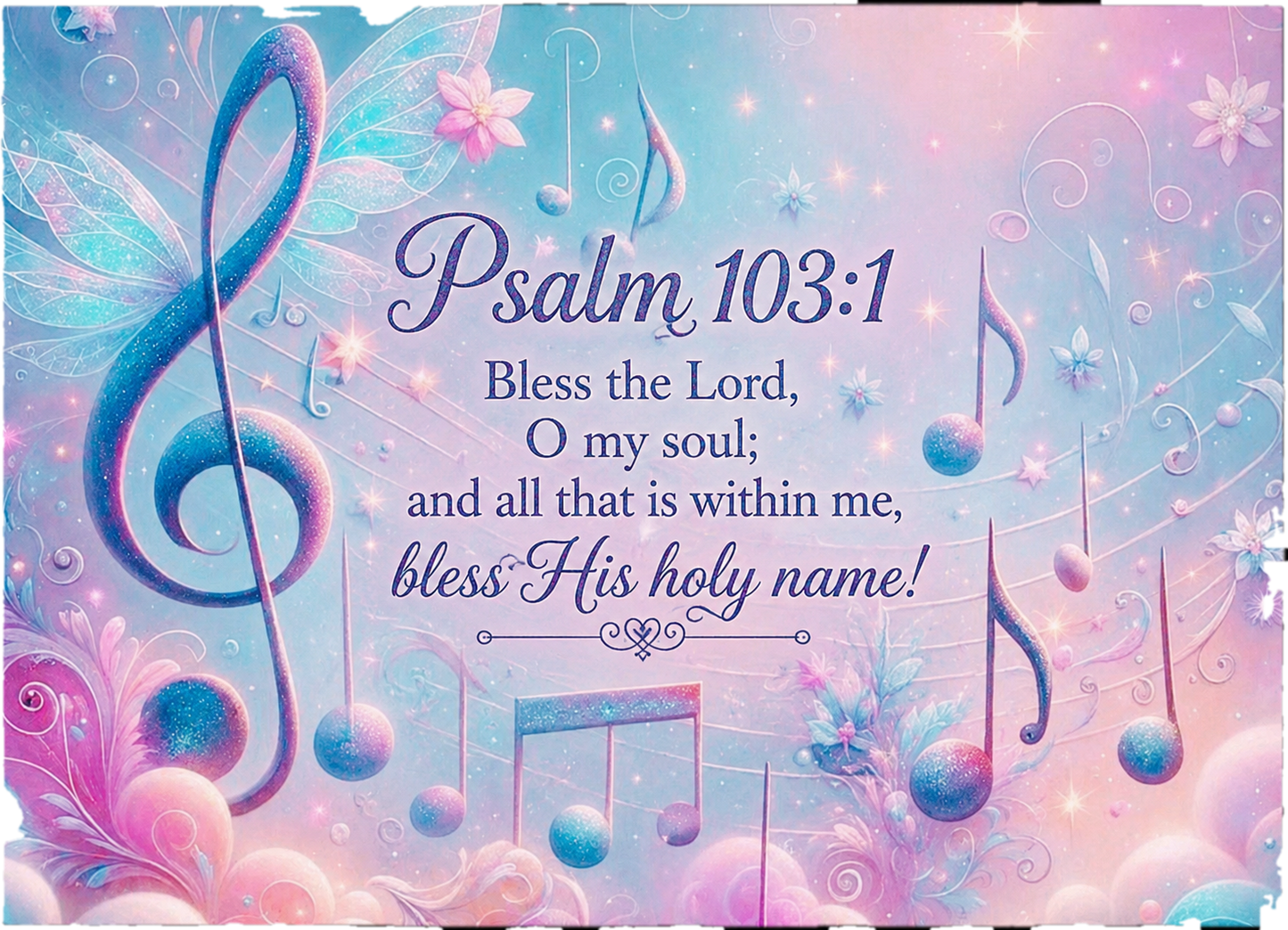 Psalm 103:1 Musical Notes Tempered Glass Cutting Board – 8×11