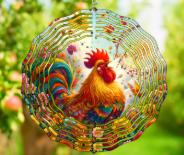 Colorful Rooster Wind Spinner