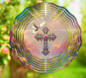 Jeweled Cross Dove Wind Spinner