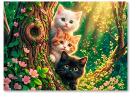 Three Kittens Enchanted Tree Tempered Glass Cutting Board – 8×11