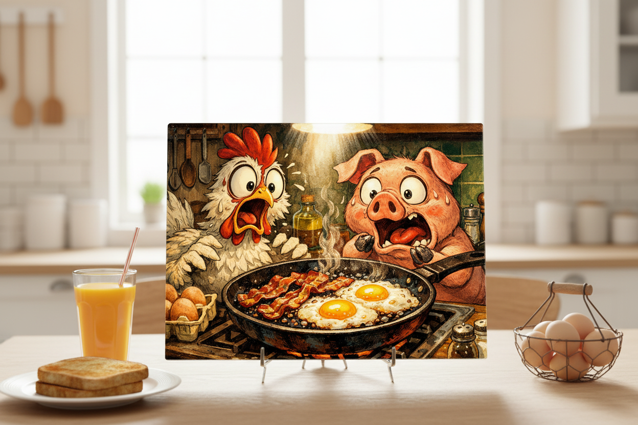 Bacon & Eggs Tempered Glass Cutting Board – 8×11