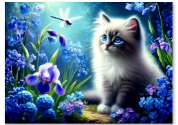 Blue-Eyed Kitten Iris Garden Tempered Glass Cutting Board – 8×11