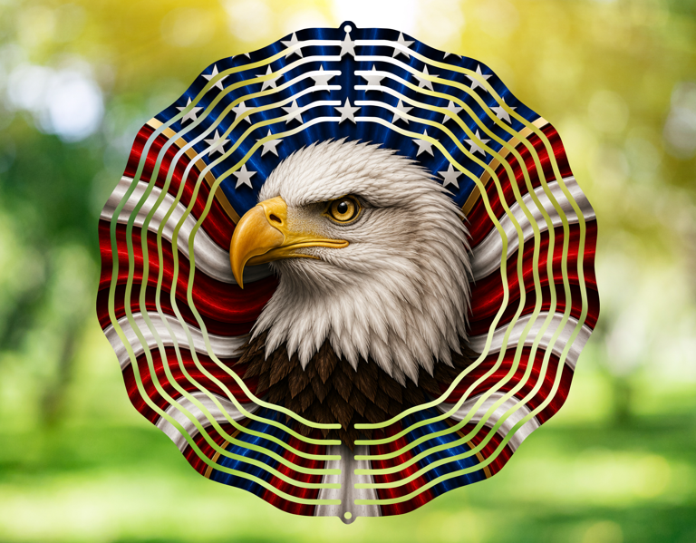 American Bald Eagle Patriotic Flag Wind Spinner