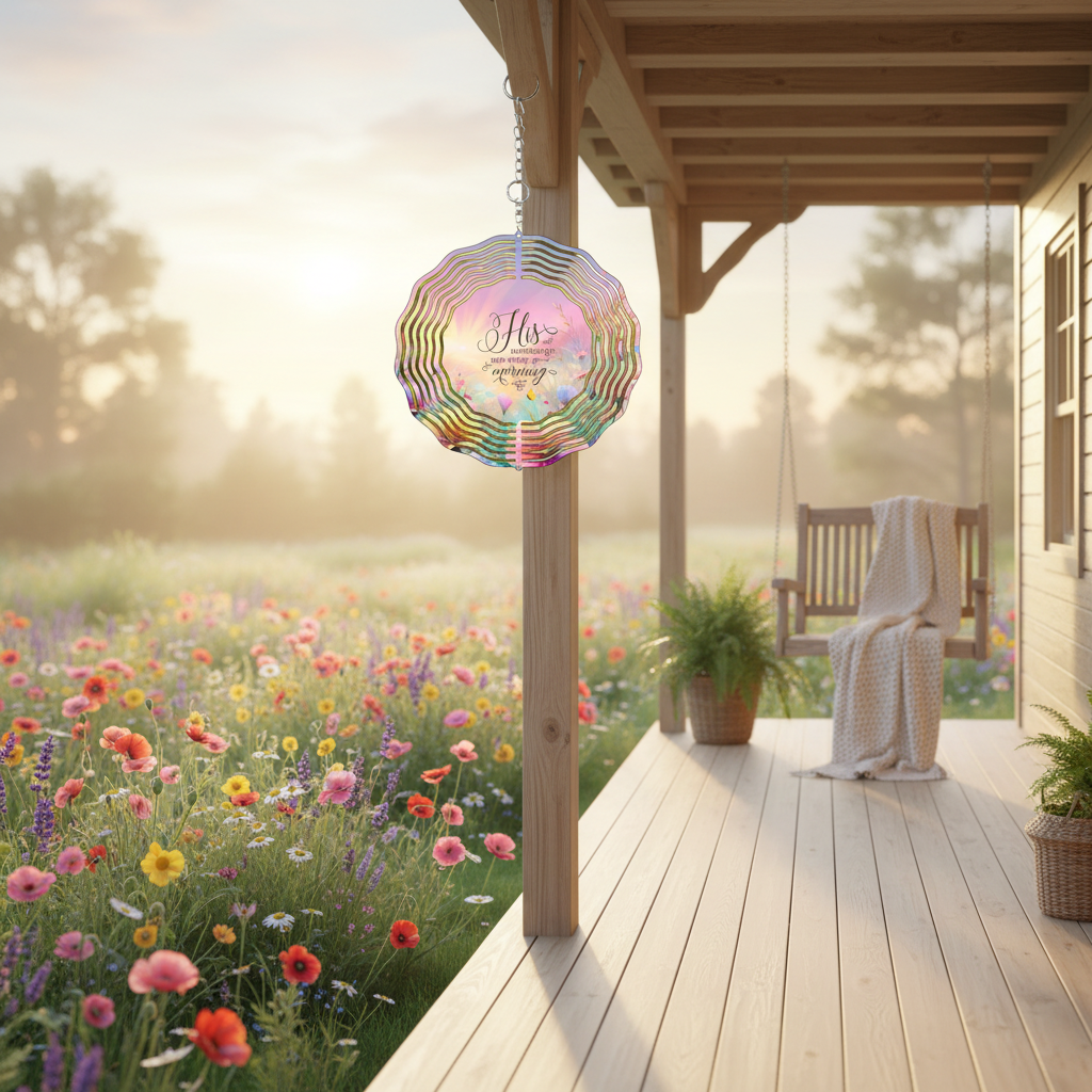 His Mercies Are New Every Morning Wind Spinner | Lamentations 3:23 | Scripture Garden Decor | Faith Gift