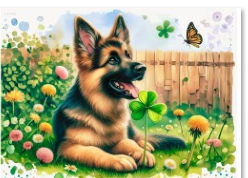 German Shepherd Puppy Lucky Clover Garden Tempered Glass Cutting Board – 8×11