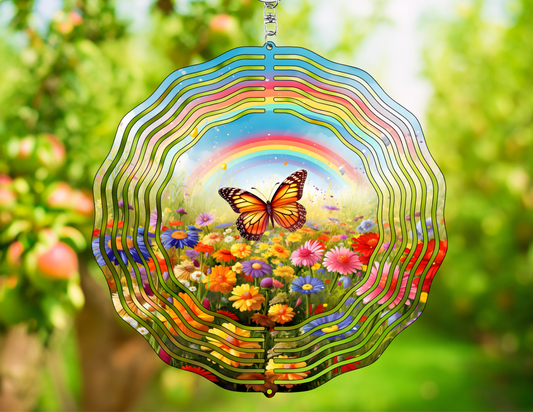 Monarch Butterfly Wildflower Wind Spinner