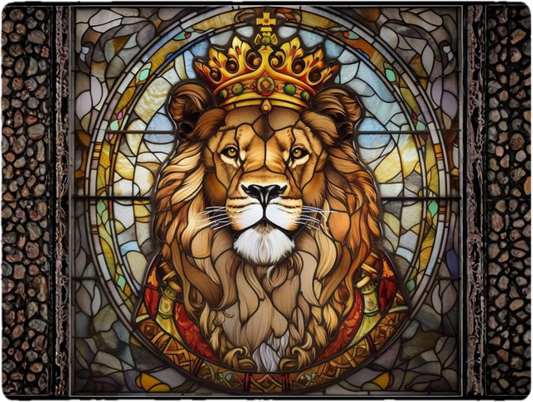 Lion of Judah Stained Glass Tempered Glass Cutting Board – 8×11