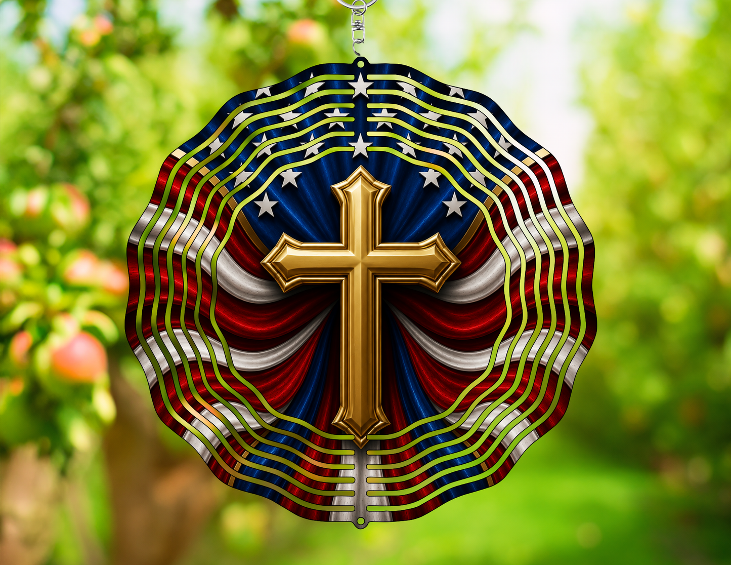Patriotic Cross Wind Spinner