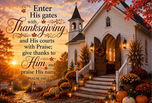 Psalm 100:4 Thanksgiving Church Tempered Glass Cutting Board | 11" x 8" | Christian Fall Kitchen Décor Gift