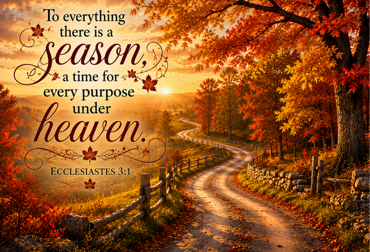 Ecclesiastes 3:1 Autumn Country Road Tempered Glass Cutting Board | 11" x 8" | Christian Kitchen Décor Gift