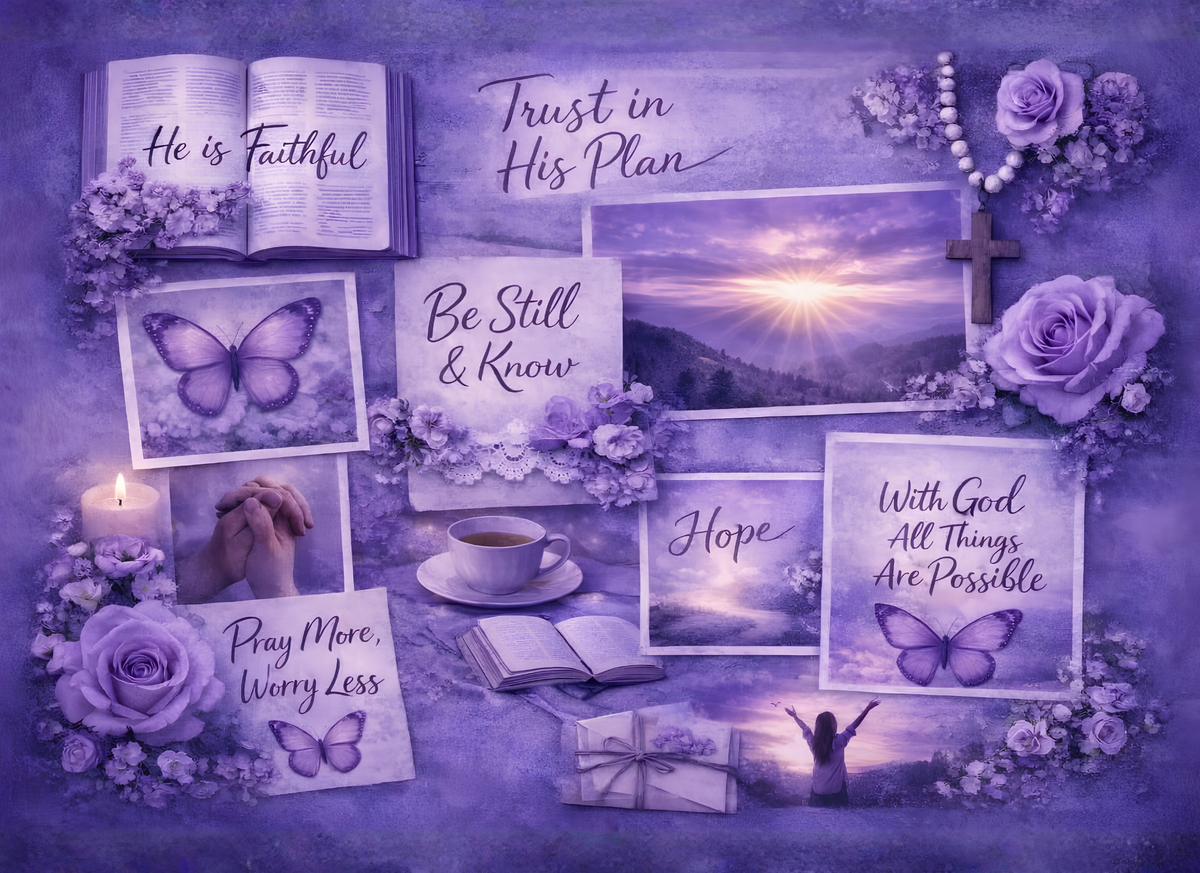Faith & Flowers Glass Cutting Board | Scripture Quote Collage