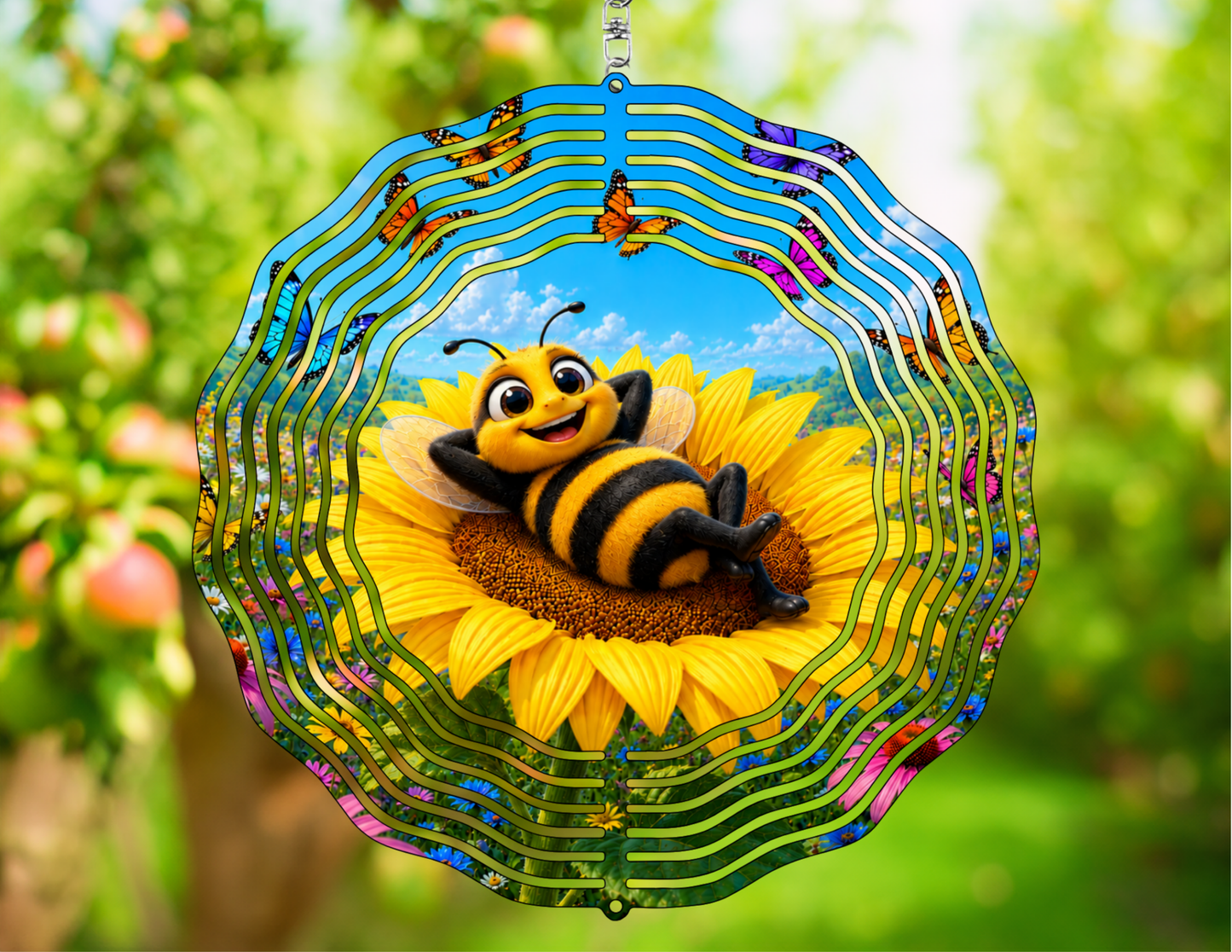Bumblebee Sunflower Wind Spinner
