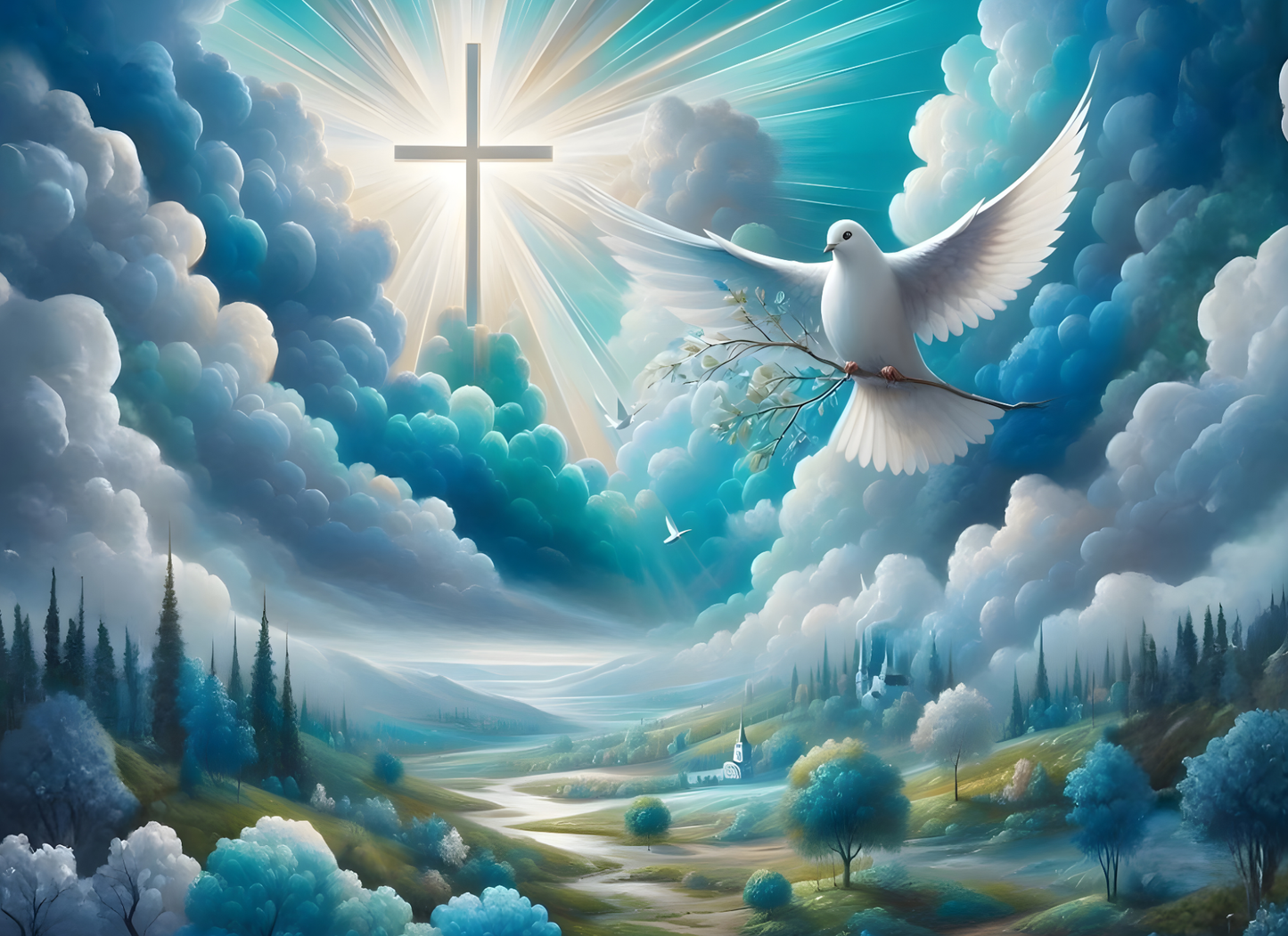 Dove and Cross- Tempered Glass Cutting Board
