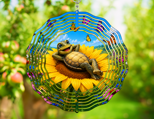 Turtle Sunflower Wind Spinner
