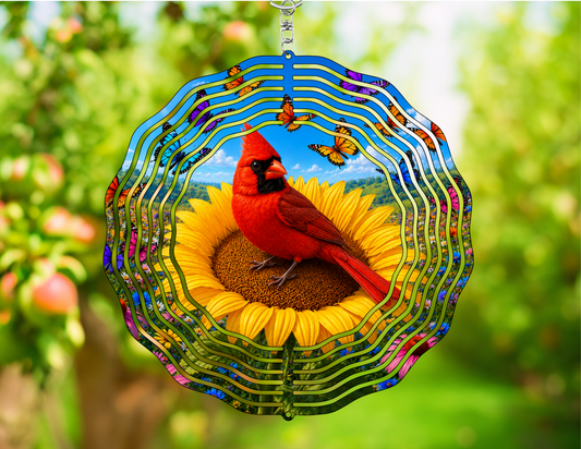 Cardinal Sunflower Wind Spinner