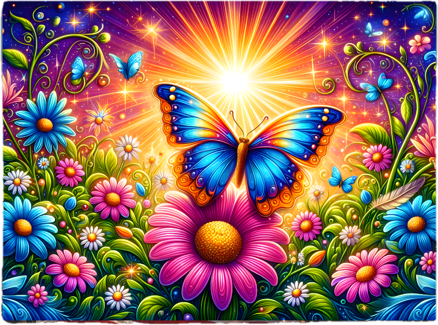 Blue Butterfly Sunburst Garden Tempered Glass Cutting Board - 8x11⁷