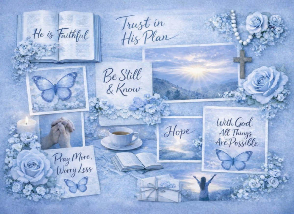 Faith & Flowers Glass Cutting Board | Scripture Quote Collage