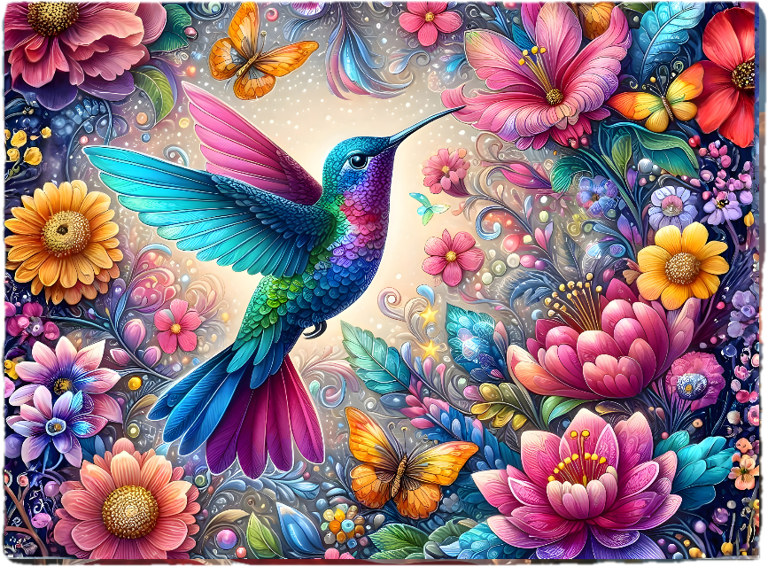 Hummingbird Floral Garden Tempered Glass Cutting Board – 8×11
