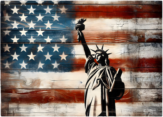 Statue of Liberty Rustic American Flag Tempered Glass Cutting Board – 8×11