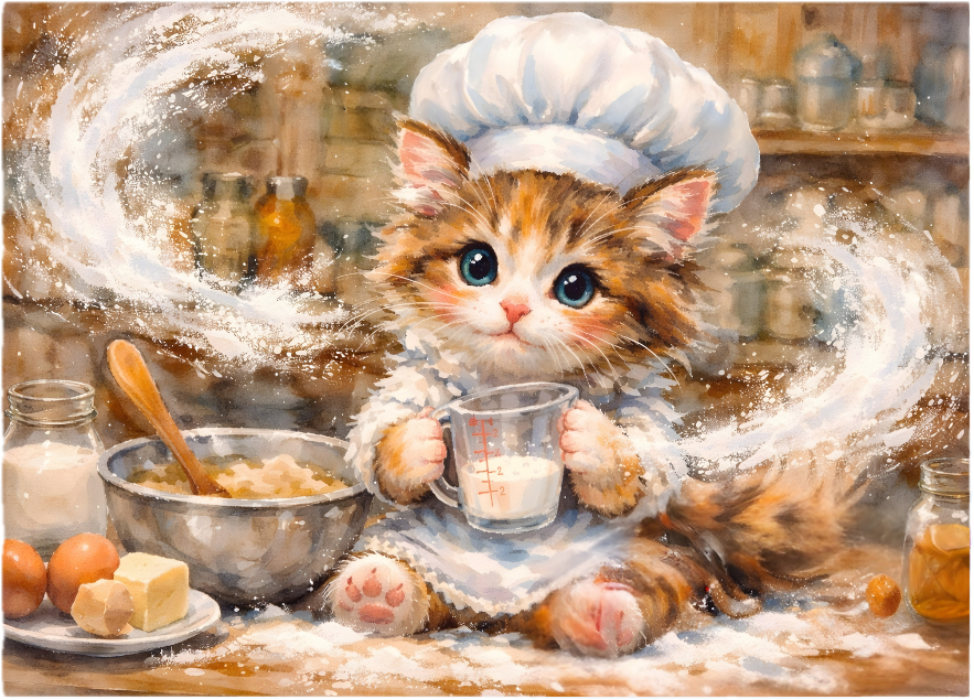 Kitten Chef Baking Tempered Glass Cutting Board – 8×11