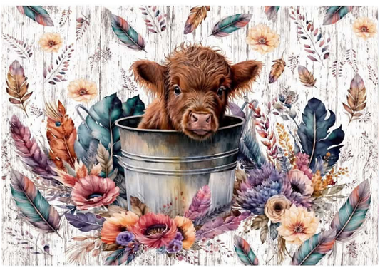 Baby Highland Cow Boho Tempered Glass Cutting Board – 8×11