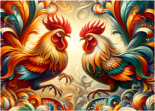 Rooster Duo Tempered Glass Cutting Board – 8×11