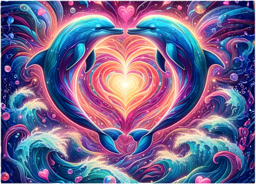 Dolphin Love Heart Tempered Glass Cutting Board – 8×11