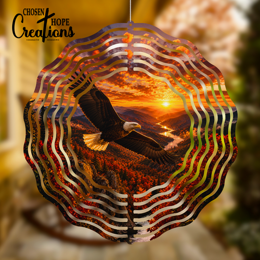 Bald Eagle Autumn Mountain Wind Spinner – Autumn Collection