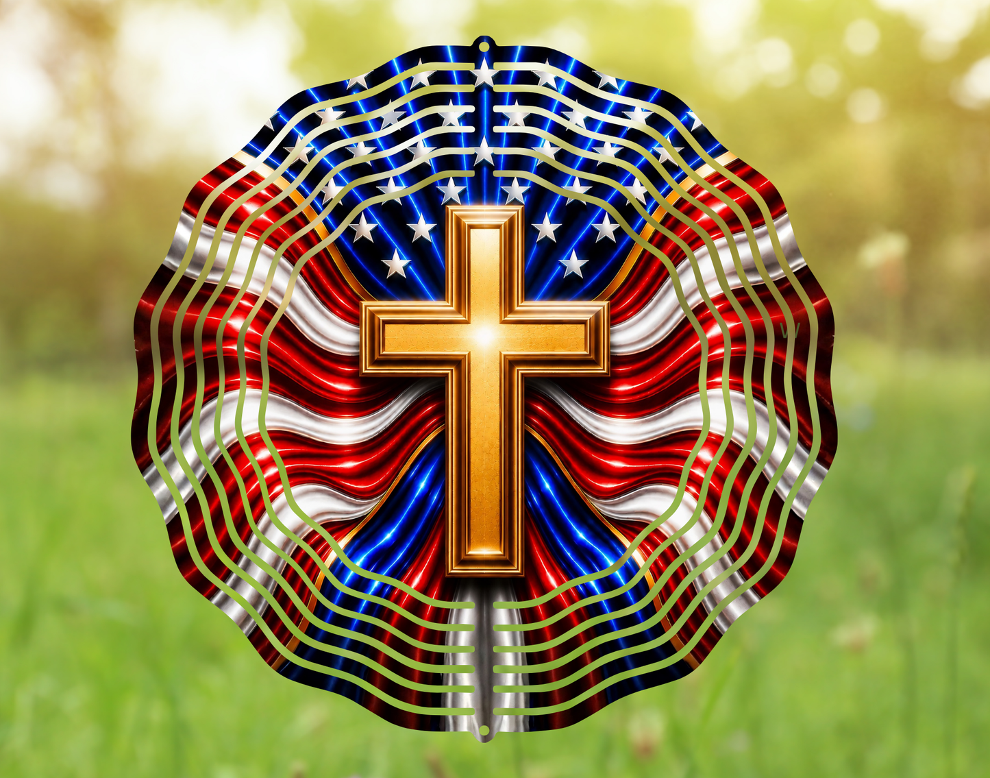 Patriotic Cross Faith Wind Spinner