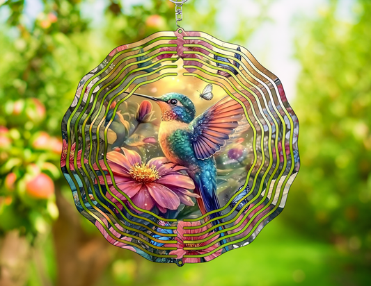 Hummingbird Hibiscus Wind Spinner