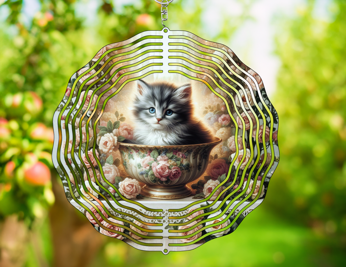 Kitten in Teacup Wind Spinner