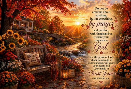 Philippians 4:6–7 Peaceful Garden Tempered Glass Cutting Board | Christian Kitchen Décor | Inspirational Scripture Gift