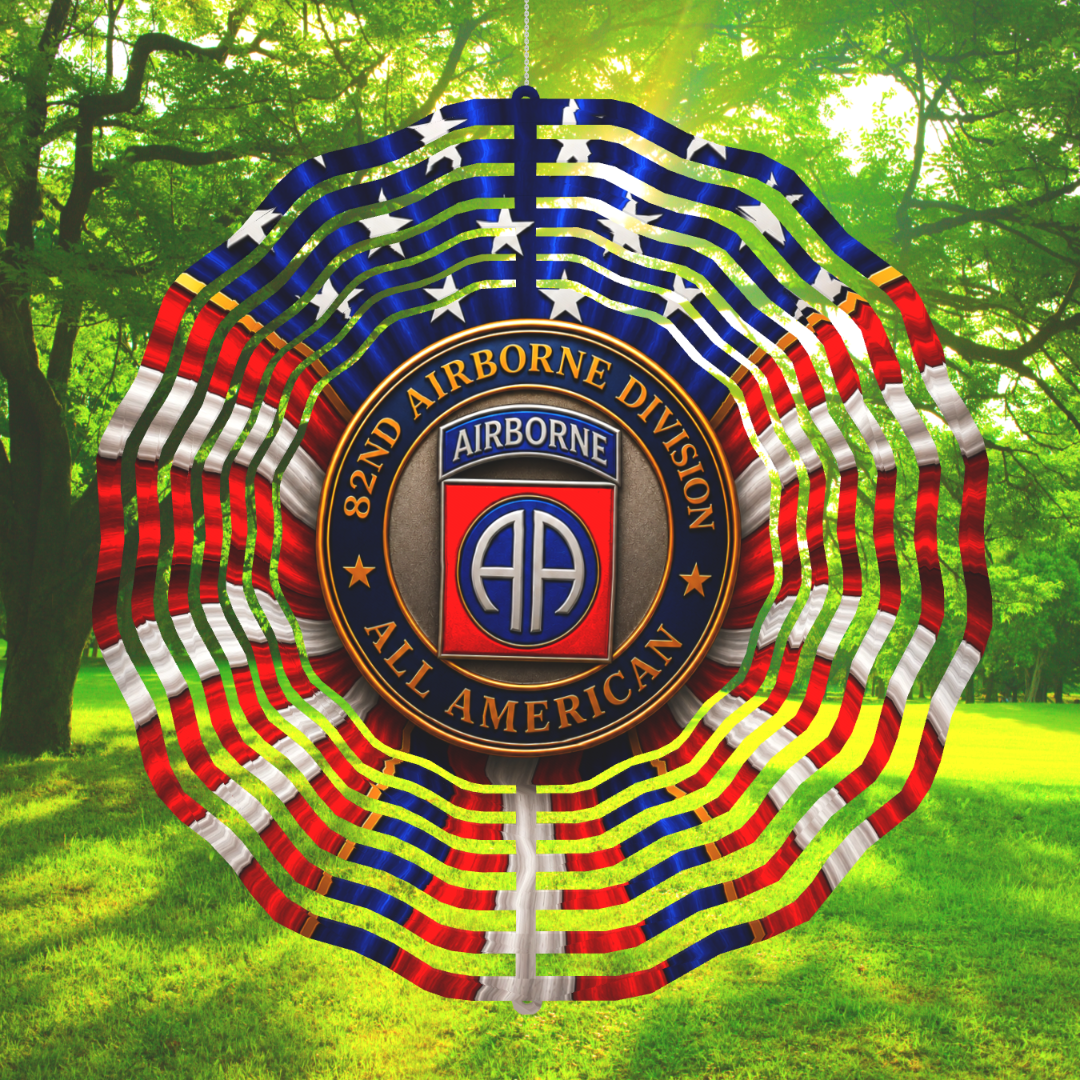 82nd Airborne Division All American Patriotic Flag Wind Spinner