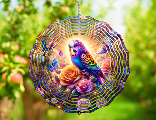 Purple Parakeet Wind Spinner