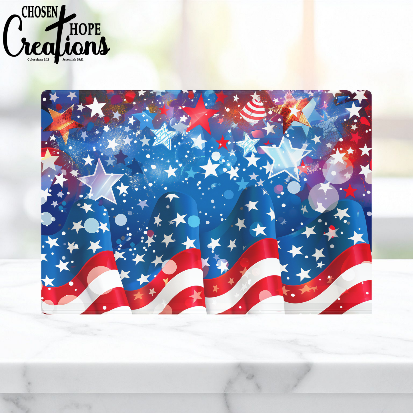 Stars & Stripes Celebration Patriotic Glass Cutting Board