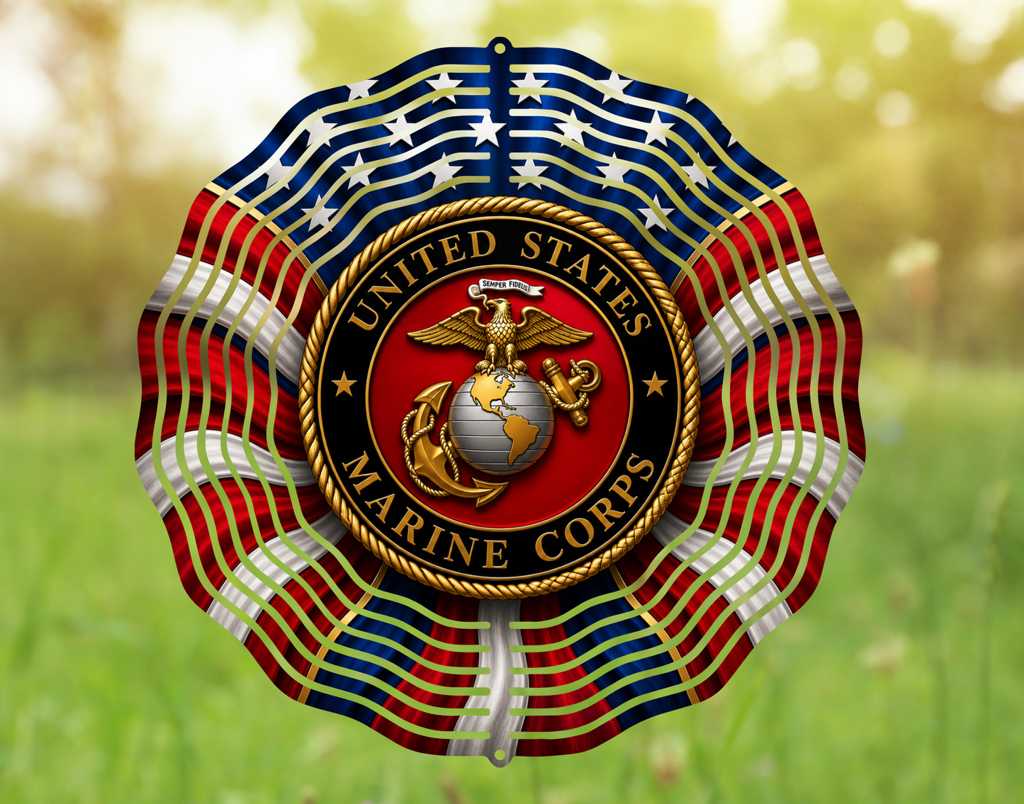 United States Marine Corps Patriotic Flag Wind Spinner