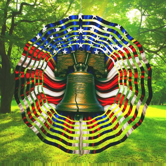 Liberty Bell Patriotic Flag Wind Spinner