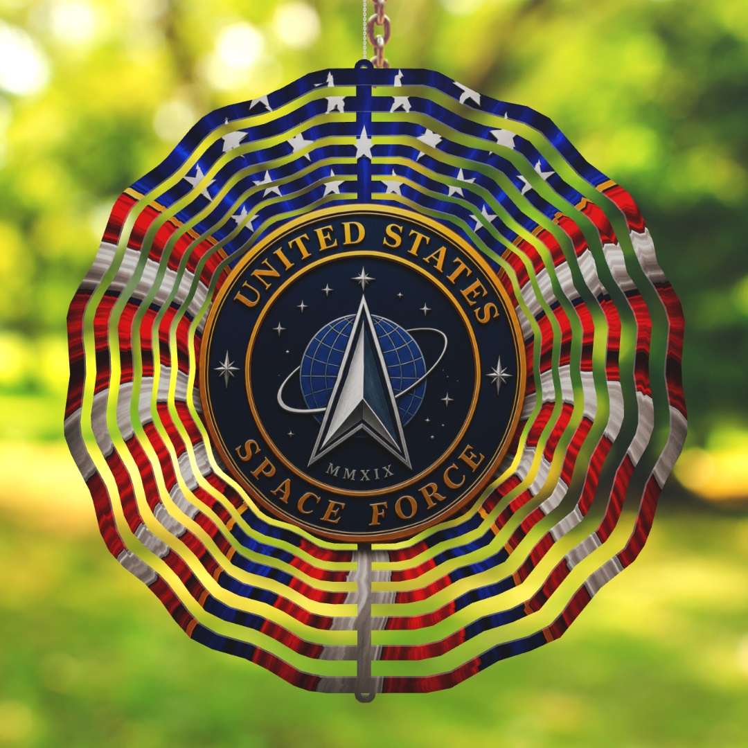 United States Space Force Patriotic Flag Wind Spinner