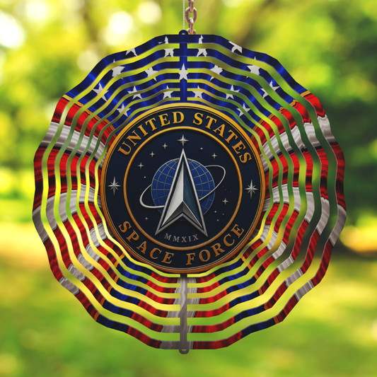 United States Space Force Patriotic Flag Wind Spinner