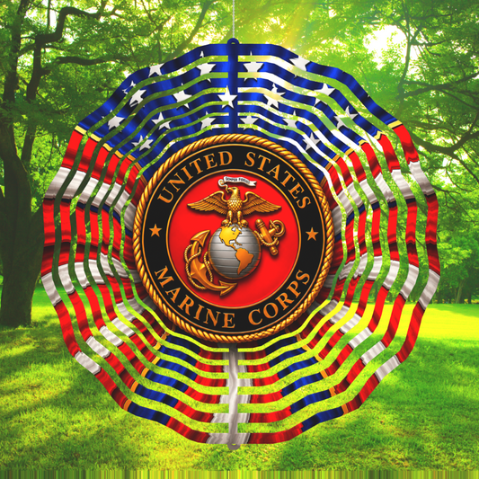 United States Marine Corps Patriotic Flag Wind Spinner