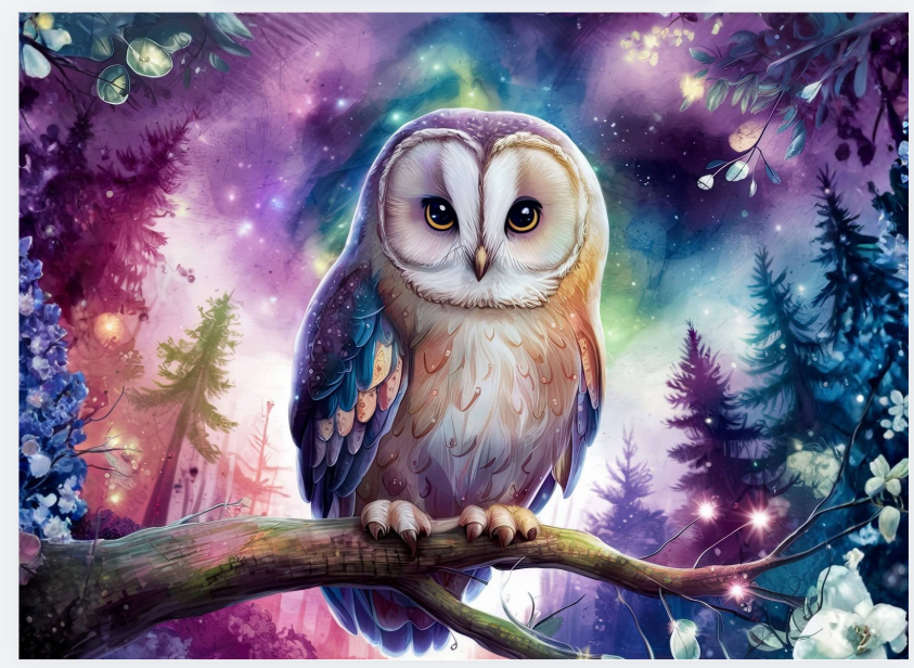 Owl Galaxy Forest Tempered Glass Cutting Board – 8×11