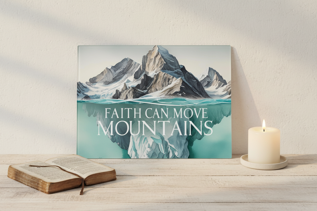 Faith Can Move Mountains Tempered Glass Cutting Board - 8x11