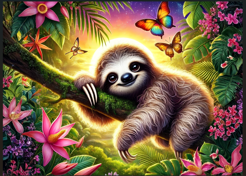 Sloth in Paradise – 8x11 Tempered Glass Cutting Board