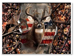Patriotic Whitetail Buck American Flag Tempered Glass Cutting Board – 8×11