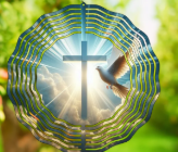 Cross and Dove Wind Spinner