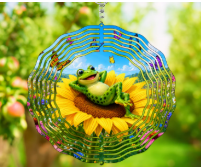 Frog on Sunflower Wind Spinner