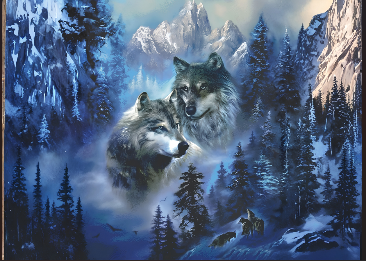Winter Wolves Mountain Tempered Glass Cutting Board – 8×11