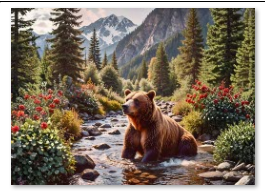 Mountain Grizzly Bear Stream Tempered Glass Cutting Board – 8×11